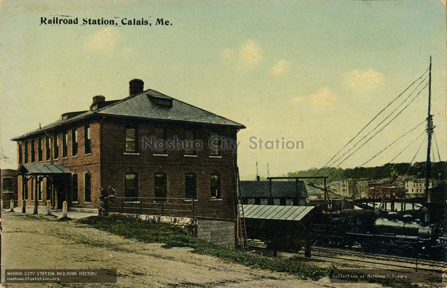 Postcard: Railroad Station, Calais, Maine
